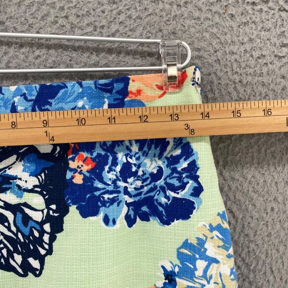 J Crew Skirt Womens 0 Blue Multi Floral Pencil Below Knee Cotton Office Career - Picture 9 of 11
